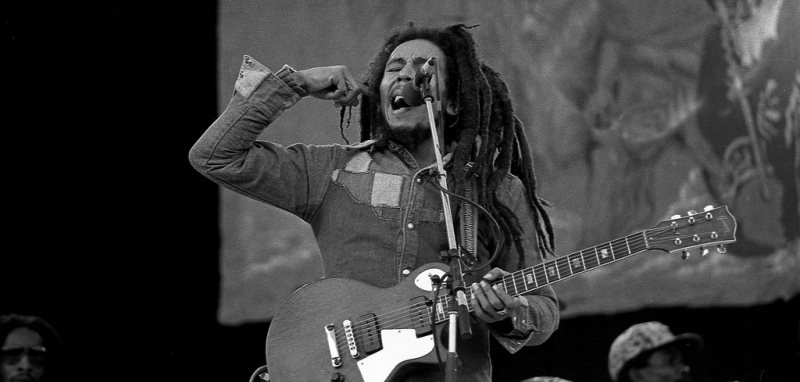 Bob Marley, in concert, July 6, 1980, Dalymount Park, Dublin. ©Eddie / monosnaps  