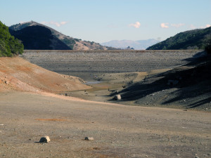 Nearly empty reservoir at Uvas Creek in Santa Clara, California, February, 2014. ©Ian Abbott