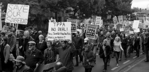 A March protest against the TPP in New Zealand. ©Paul Allen