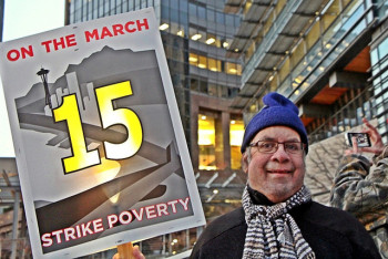$15 minimum wage protest, Seatlle © Toby Scott