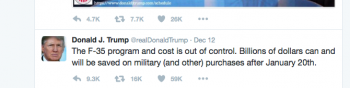 Trump's Lockheed Martin tweet.
